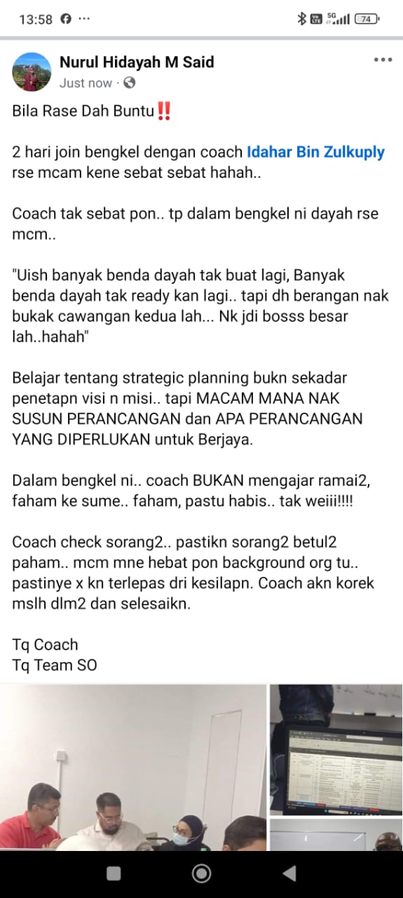 testimoni selepas kelas coaching kpi dan penilaian prestasi